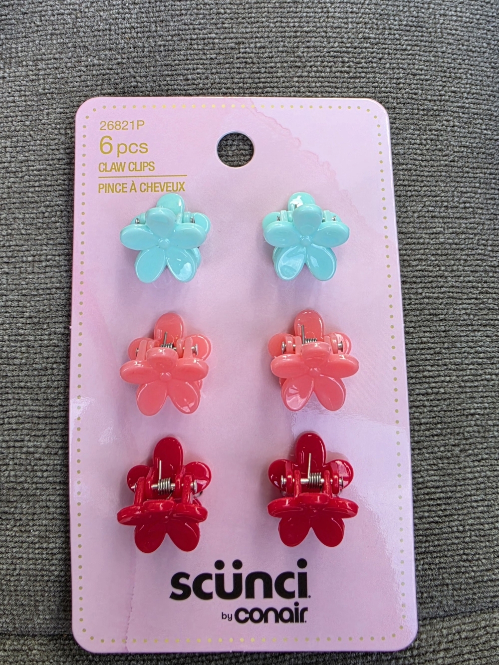 6pk Scünci Floral Mini Claw Clips BNIB